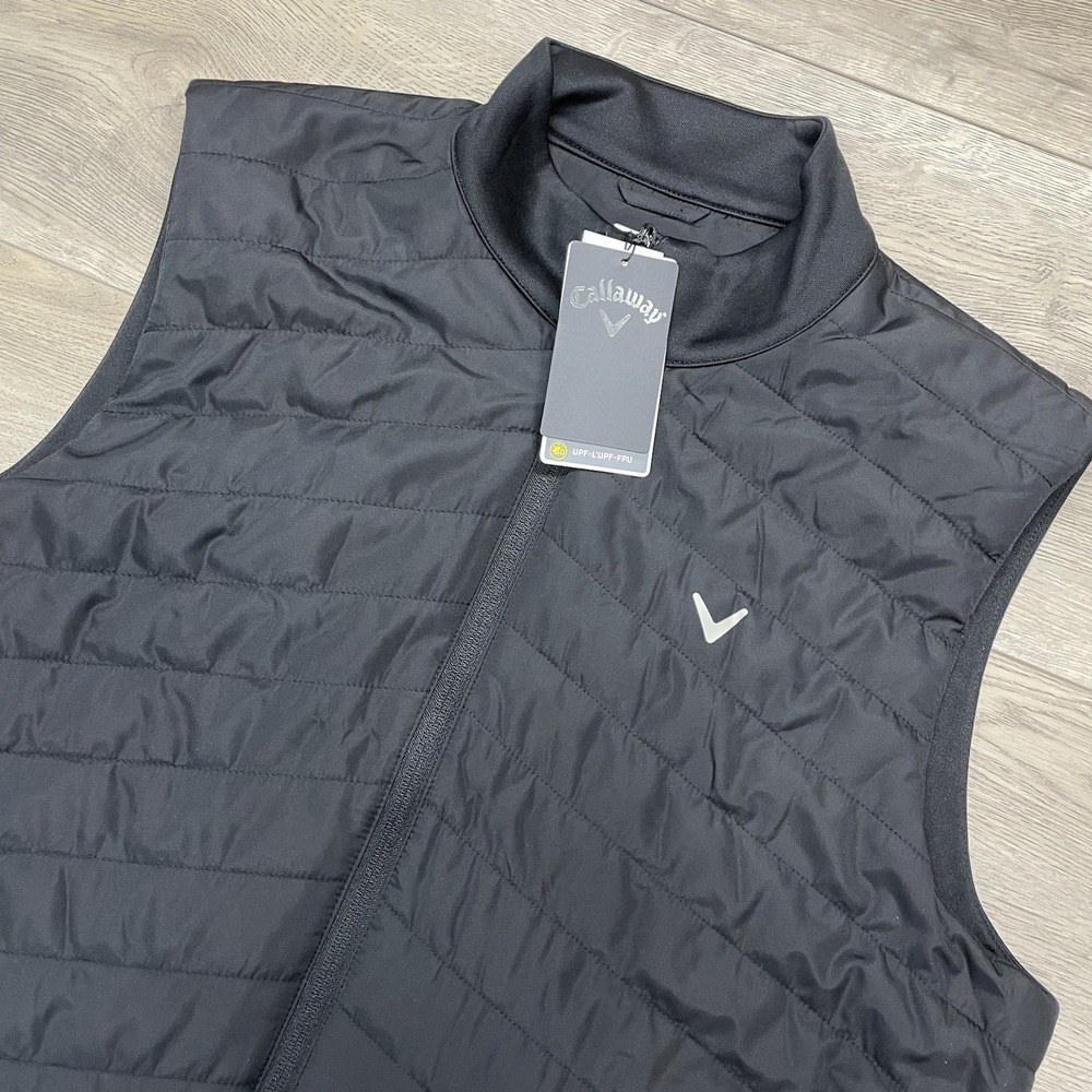 Callaway Black Hybrid Golf Vest Sz M Men Black Puffer